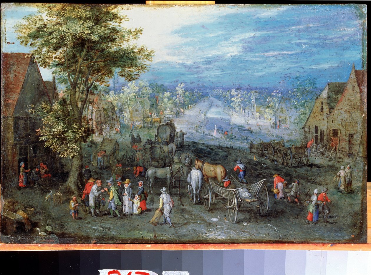 ""vidéki táj"" festmény rézre, Jan Brueghel, az idősebb, bársonyos Bruegelnek hívják (Brueghel vagy Breughel alkotó: Jan the Elder Brueghel