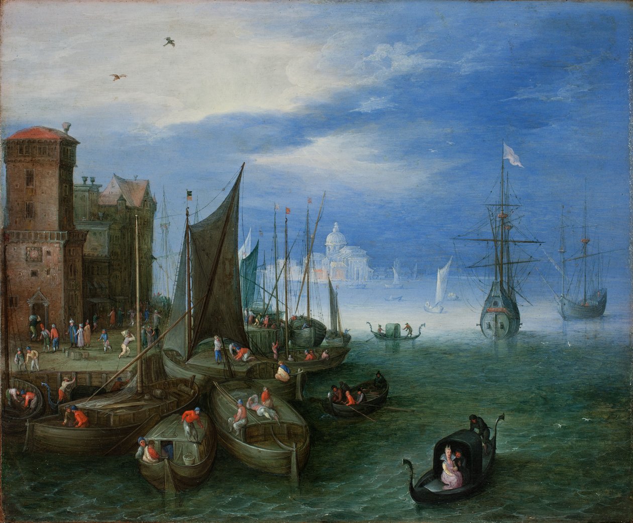 Kikötői jelenet Velencében (olaj, réz) alkotó: Jan the Elder Brueghel