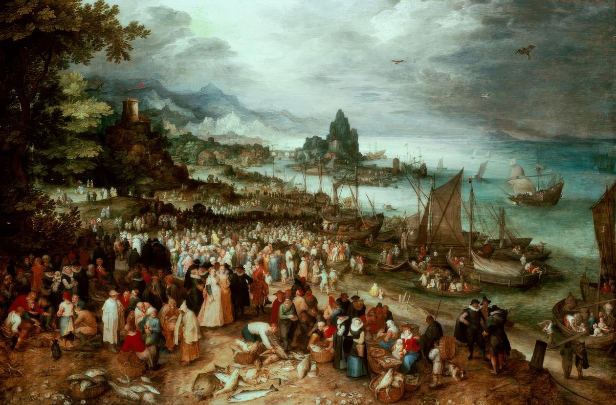 Tengeri kikötő Krisztus prédikációjával alkotó: Jan the Elder Brueghel
