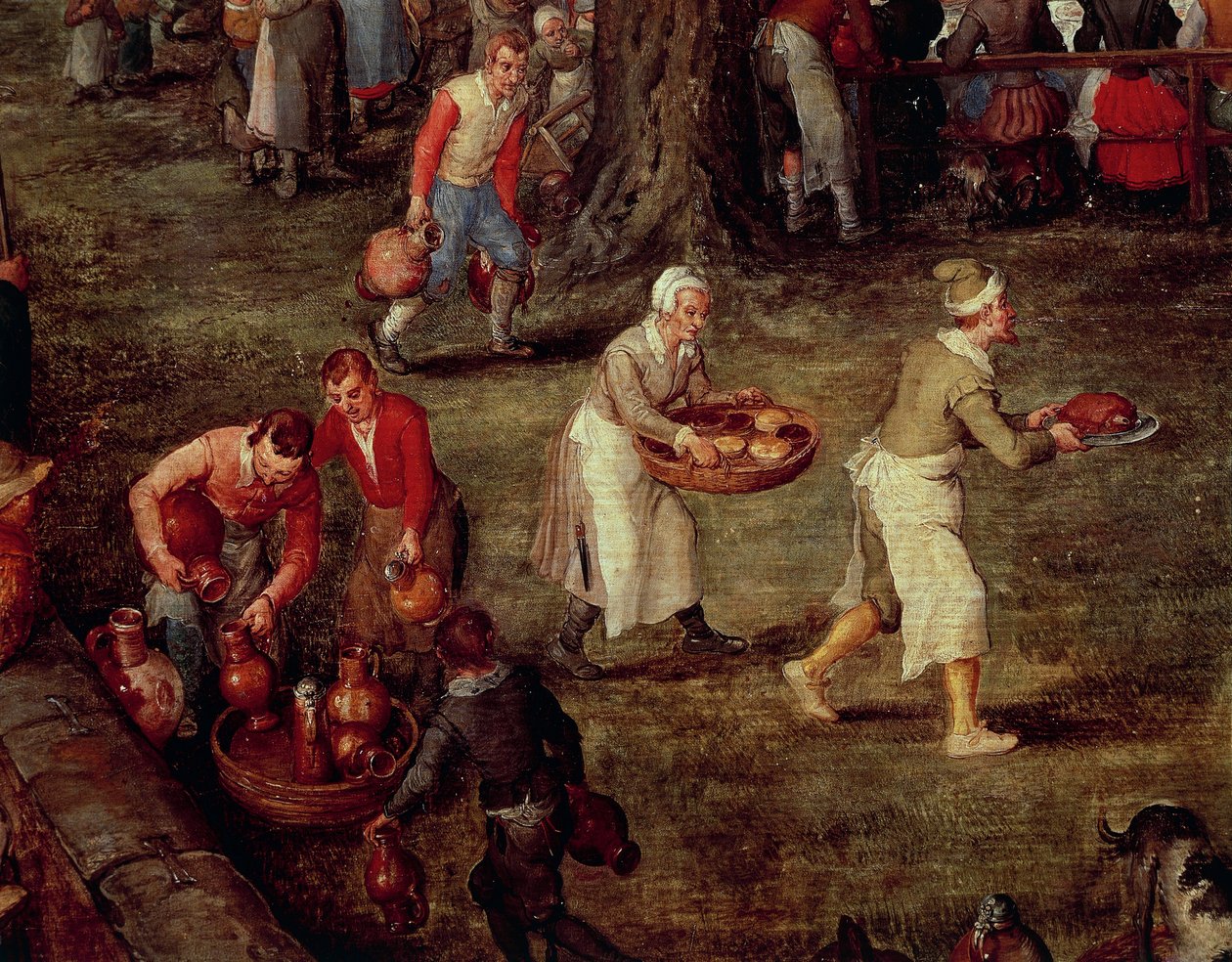 Ételt és bort szállító felszolgálók alkotó: Jan the Elder Brueghel