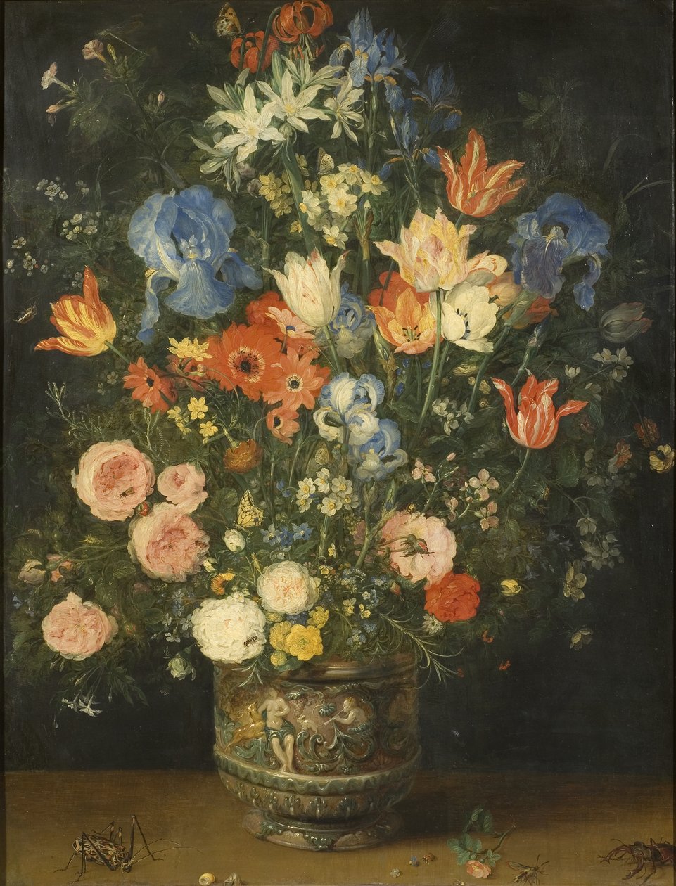 Csendélet virágokkal egy faragott korsóban, 1620-24 körül alkotó: Jan the Elder Brueghel