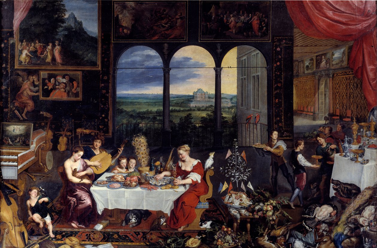 Ízlés, hallás és tapintás, 1618 alkotó: Jan the Elder Brueghel