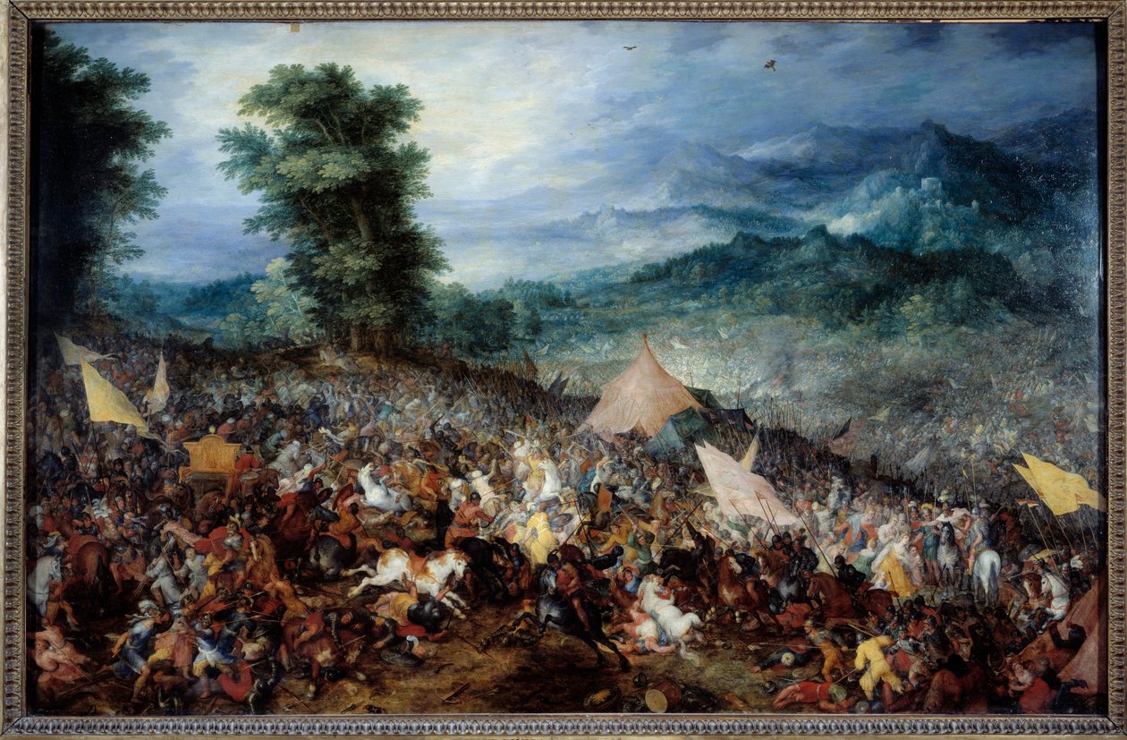 Arbels (vagy Issos) csata Nagy Sándor (Kr. e. 356-323) és serege az issos-i csata során, melynek során a macedón király legyőzte Darios (Darius) III, a Rouenid-dinasztia utolsó királyát Kr.e. 333-ban. JC. Jan Breugel festménye Le Vieux c alkotó: Jan the Elder Brueghel