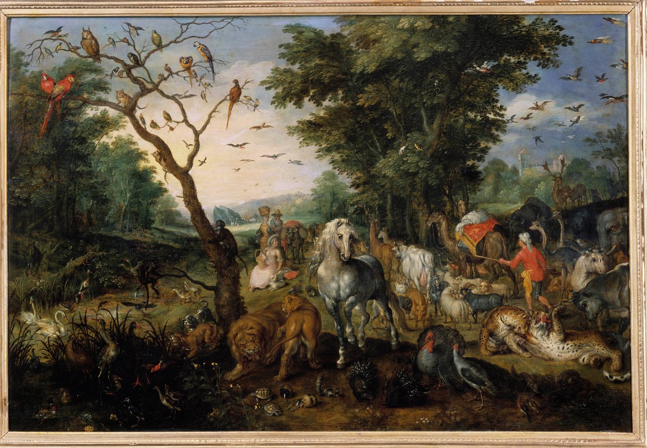 Az állatok beszállása a Noé bárkájába Jan Bruegel (vagy Breugel vagy Brueghel vagy Breughel) festménye, az egykori Bruegel de Velours (1568-1625) 17. századi Orleans, Musee des Beaux Arts - Az állatok belépése Noé bárkájába Festmény: Jan alkotó: Jan the Elder Brueghel