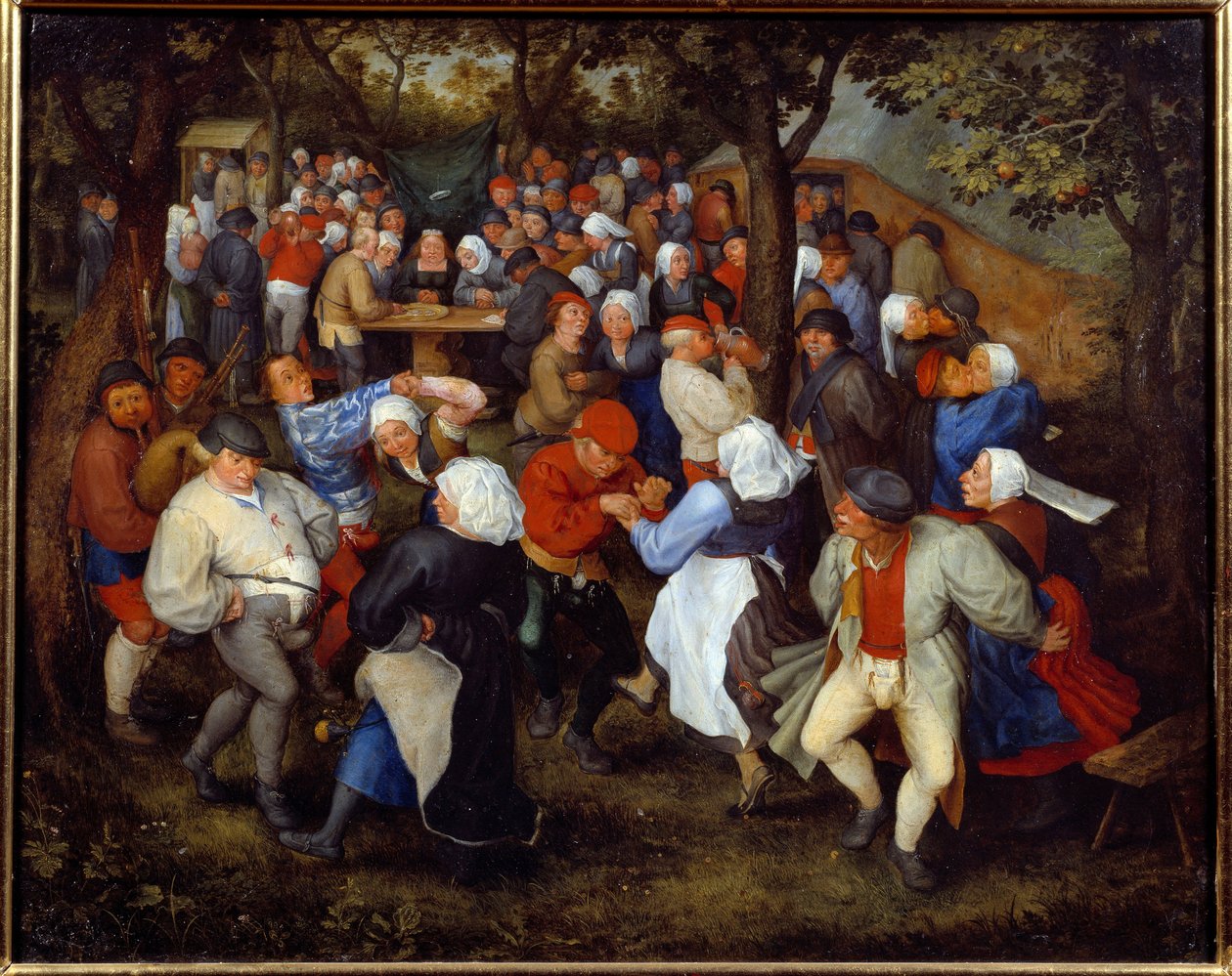 A rózsaparti vagy a lakodalmas tánc. Jan I Brueghel Dit De Velours festménye (1568-1625) Ec. Nagyzolás alkotó: Jan the Elder Brueghel