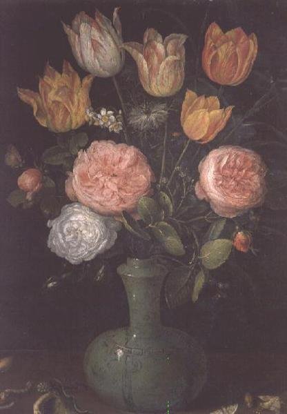 Váza virágokkal gyémántokkal az asztalon alkotó: Jan the Elder Brueghel