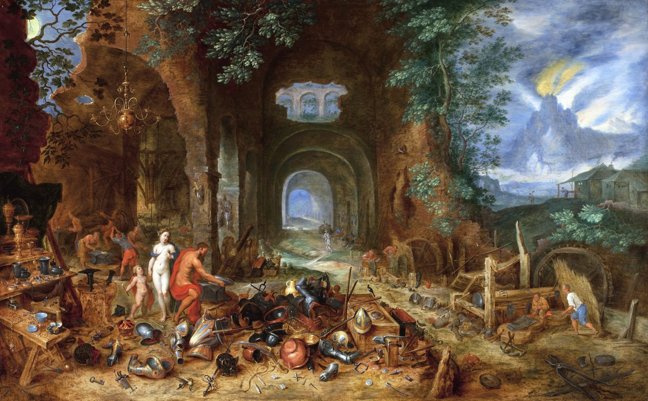 Vénusz a Vulkán kovácsánál, 1606-23 (olaj, tölgyfa panel) alkotó: Jan the Elder Brueghel