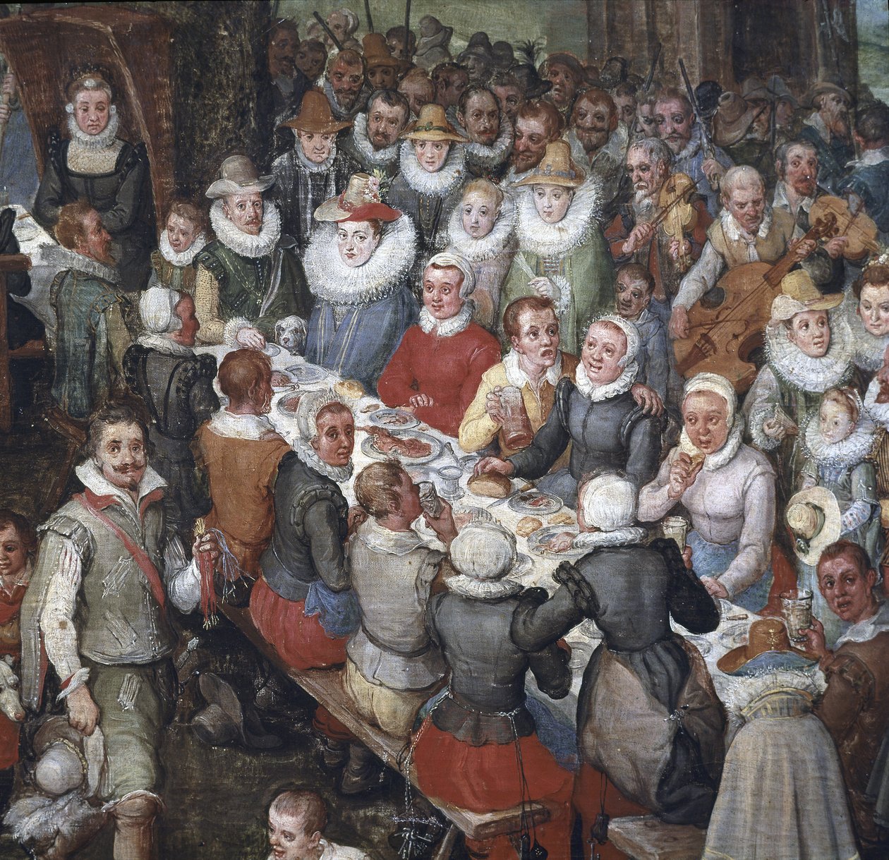 Esküvői bankett Albert osztrák főherceg és a főhercegnő elnökletével, Detail alkotó: Jan the Elder Brueghel