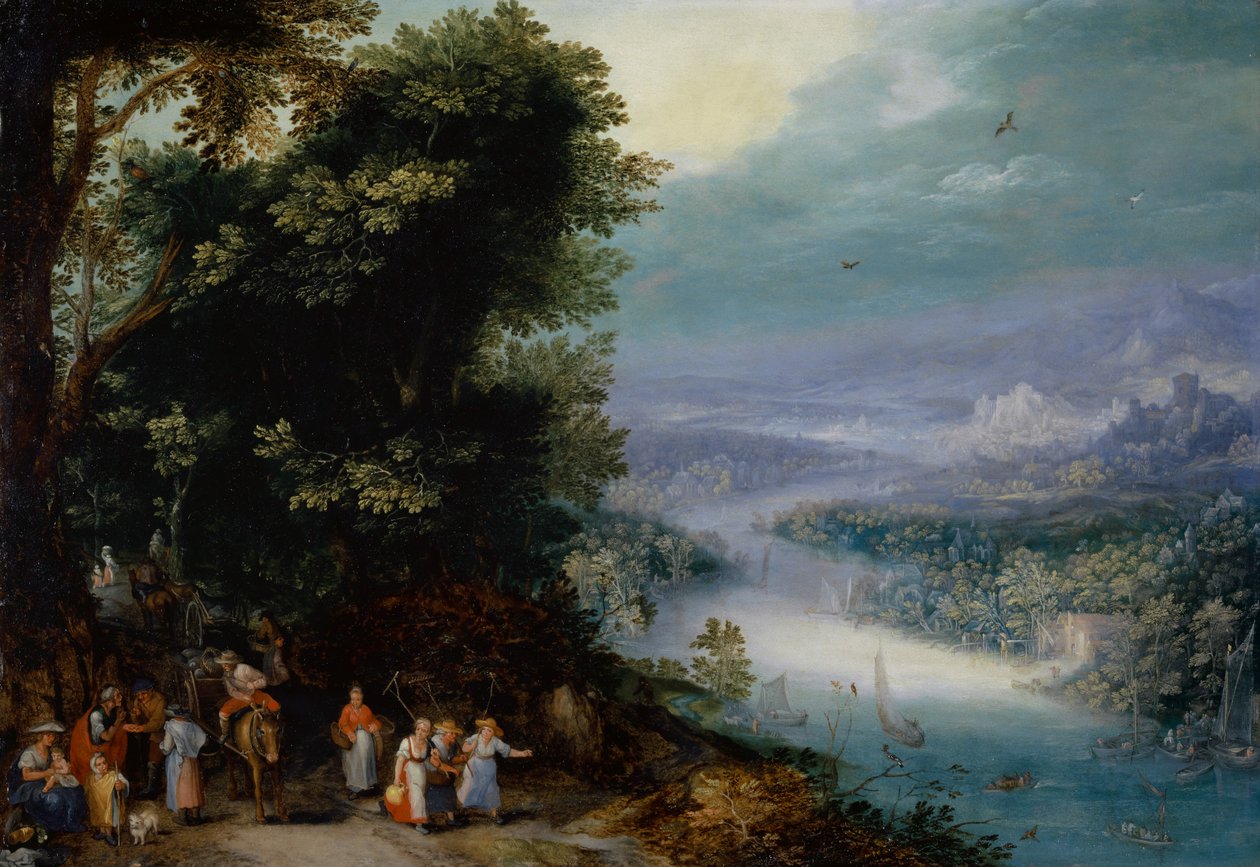 Erdős folyóvölgy úttal, 1602 körül alkotó: Jan the Elder Brueghel