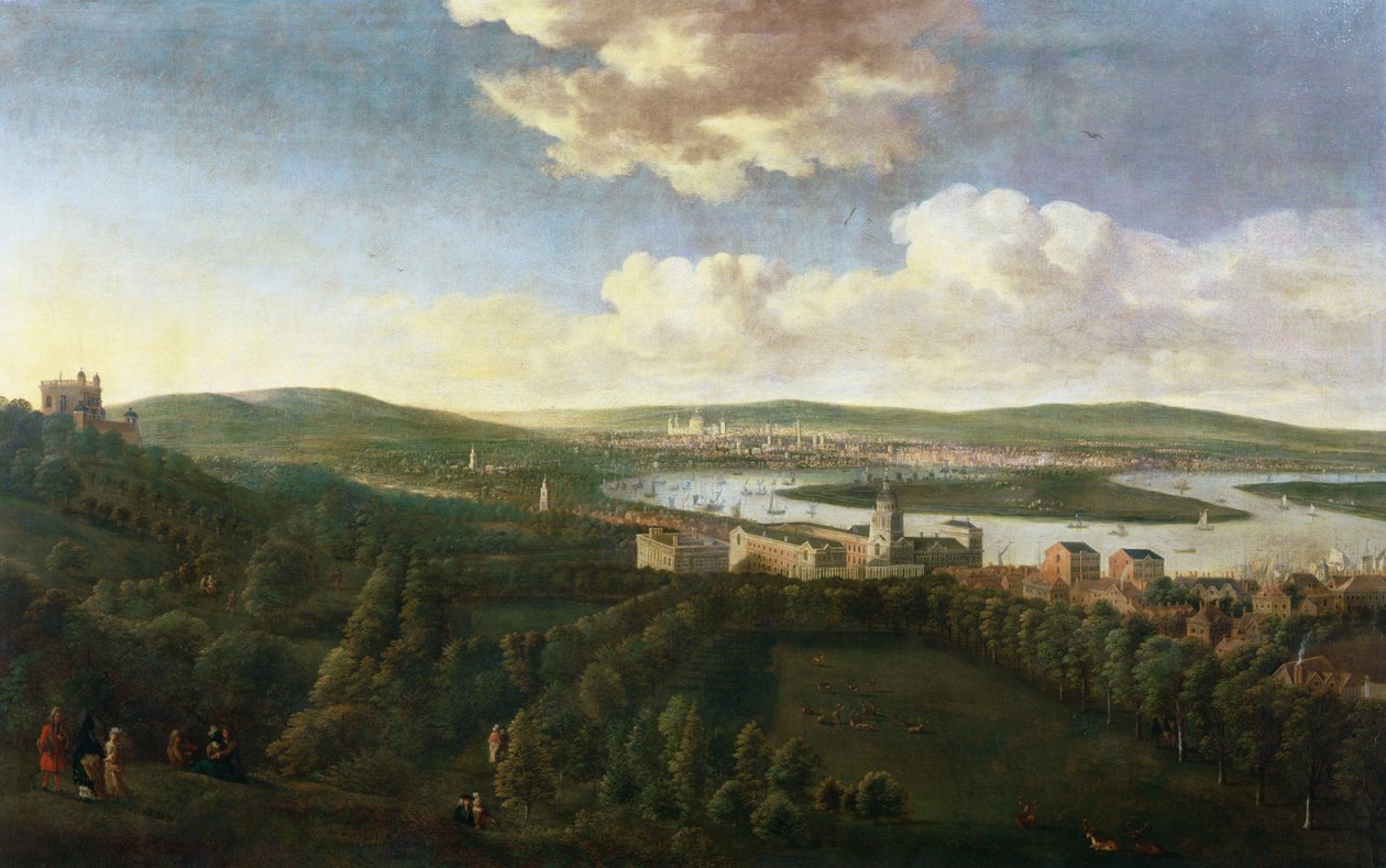 Kilátás a Queens House-ra és a Greenwichi Királyi Kórházra alkotó: Jan the Elder Griffier