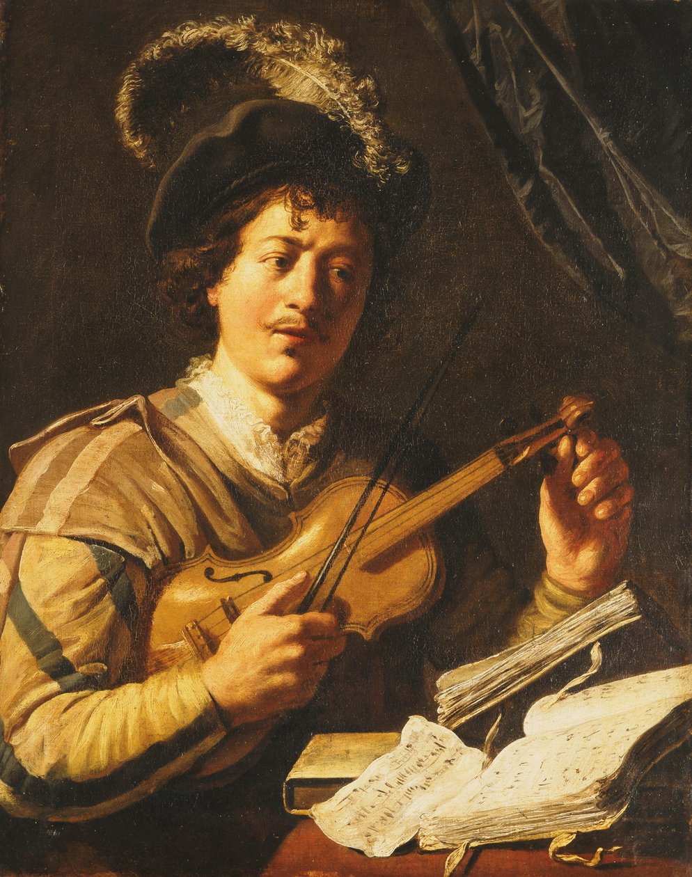 Egy hegedűt hangoló fiatalember, 1623-5 alkotó: Jan the Elder Lievens