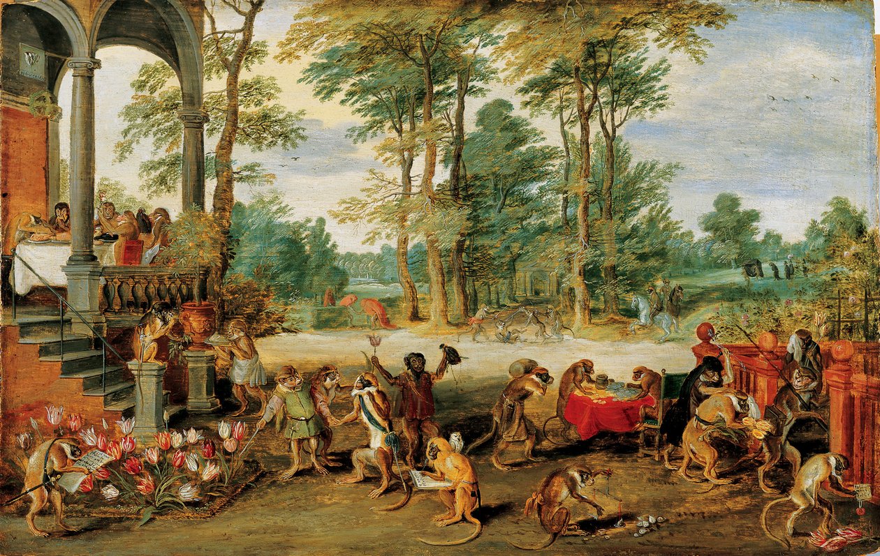A tulipánmánia szatírája c. 1640 (olaj, fa) alkotó: Jan the Younger Brueghel