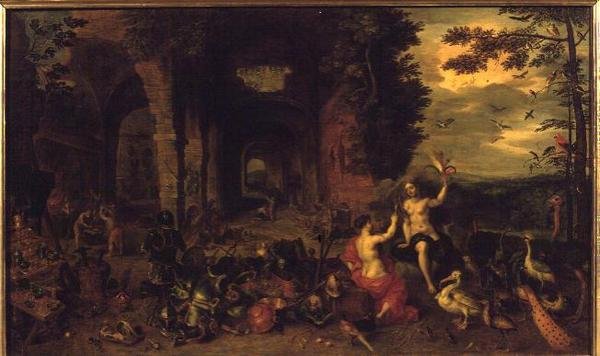 A levegő és a tűz allegóriája, 1650-60 körül (olaj, tábla) alkotó: Jan the Younger Brueghel