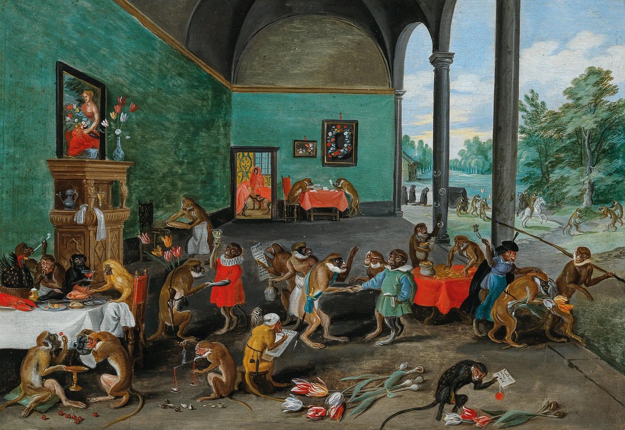 Tulipánmánia allegóriája, 17. sz. közepe. (olaj, fa) alkotó: Jan the Younger Brueghel