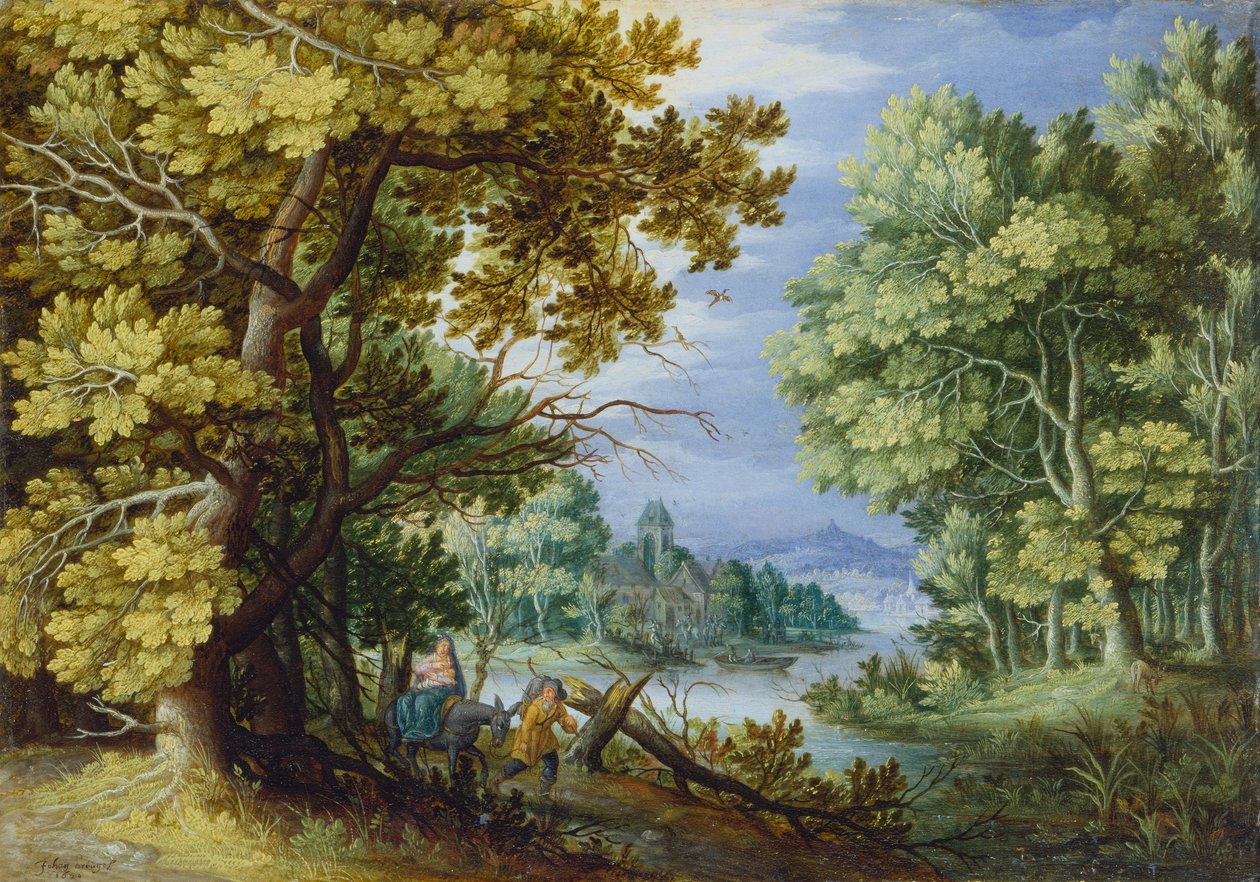 Erdei táj Egyiptomba meneküléssel, 1620 körül -50 (olaj, réz) alkotó: Jan the Younger Brueghel