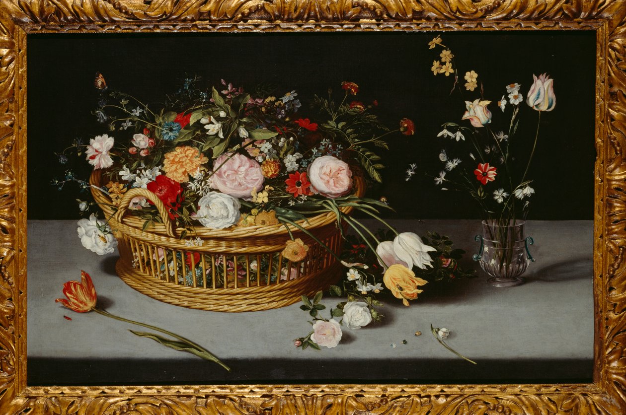 Csendélet kosárral és virágvázával (olaj, vászon) alkotó: Jan the Younger Brueghel