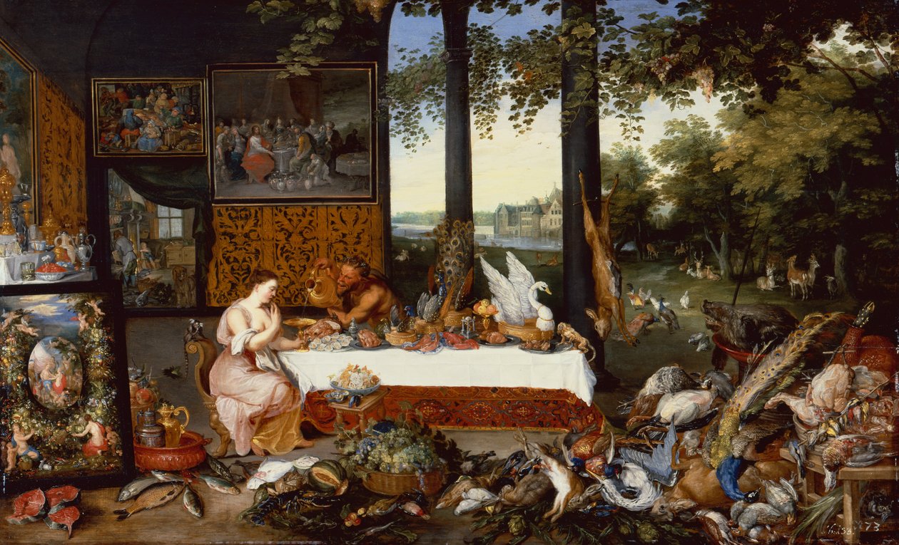 Az öt érzék, íz (olaj a panelen) alkotó: Jan the Younger Brueghel