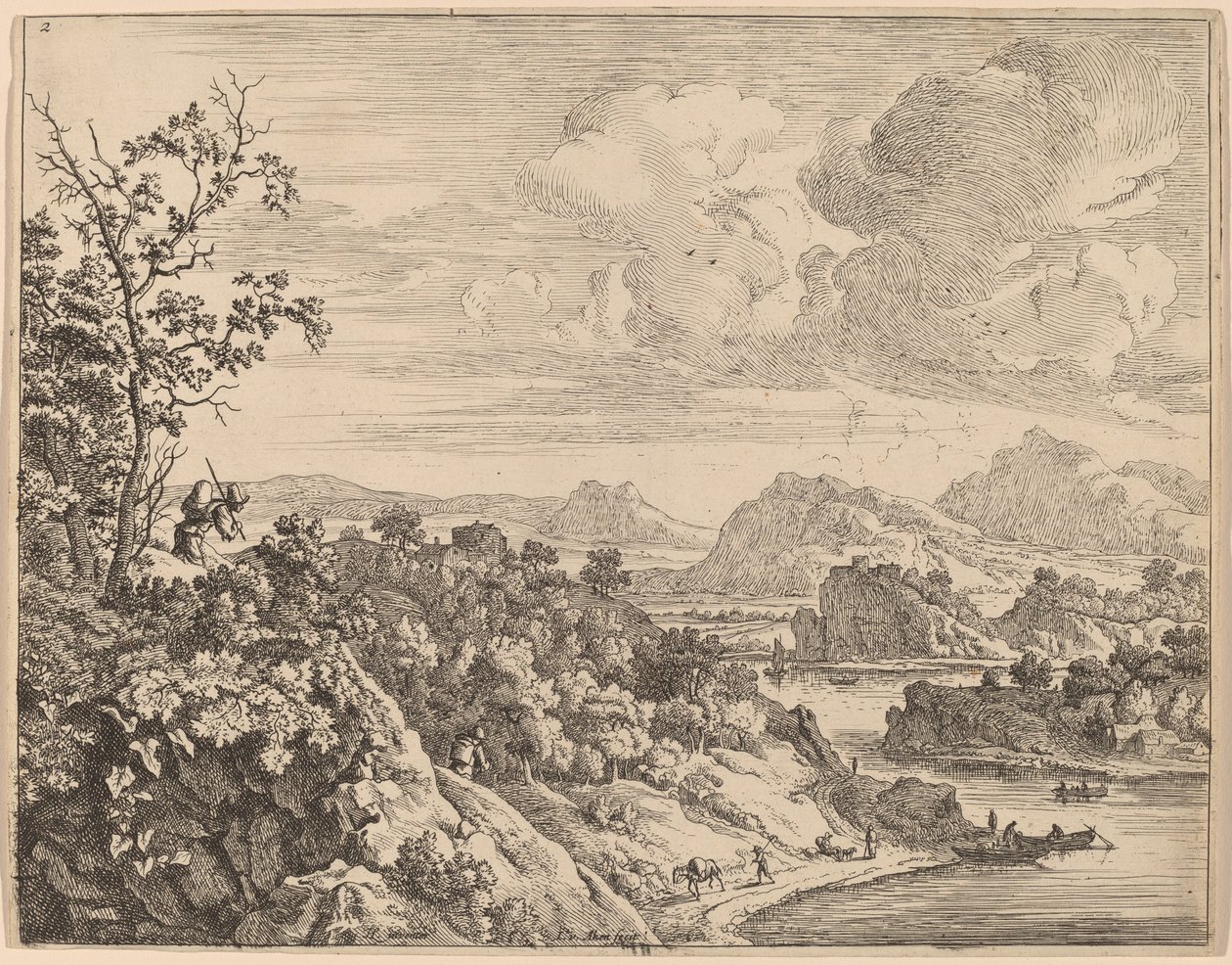 Kilátás a Rajna folyóra alkotó: Jan van Aken after Herman Saftleven