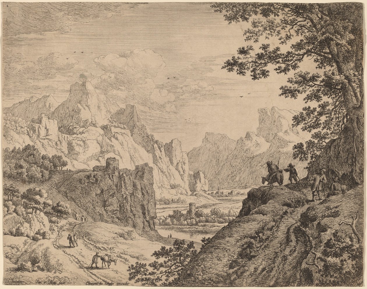 Kilátás a Rajna folyóra alkotó: Jan van Aken after Herman Saftleven