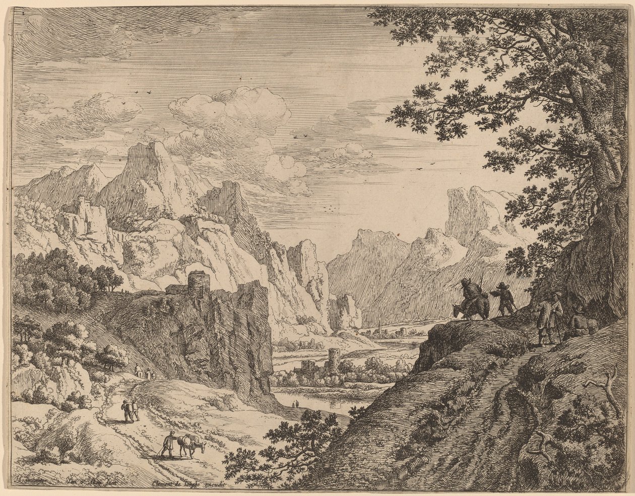 Kilátás a Rajna folyóra alkotó: Jan van Aken after Herman Saftleven