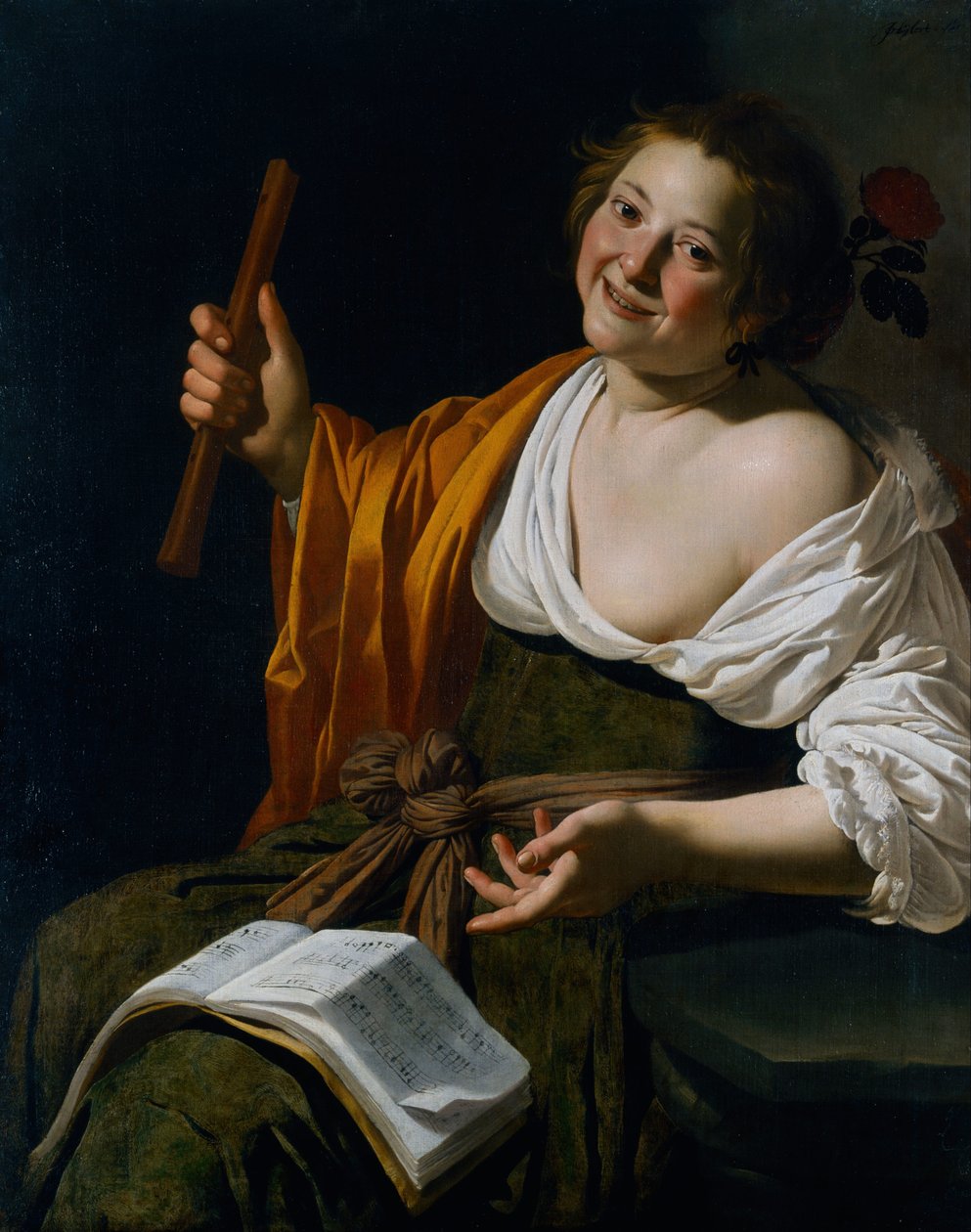 Lány fuvolával alkotó: Jan van Bijlert