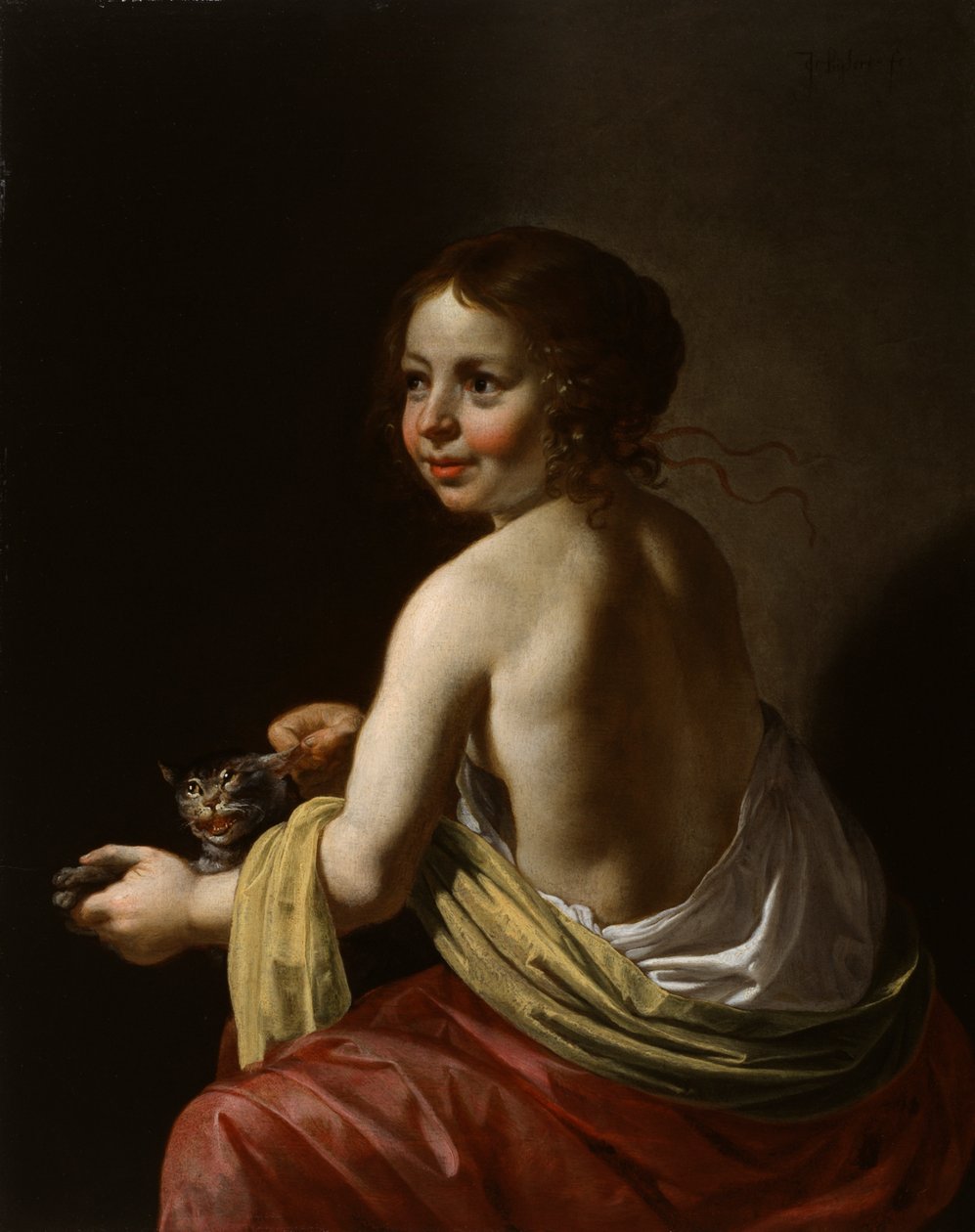 Lány ugrat egy macskát, 1630 körül (olaj, panel) alkotó: Jan van Bijlert or Bylert