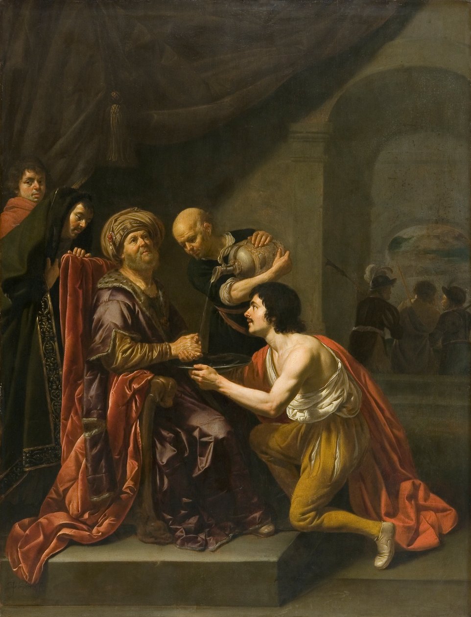 Pilátus kezet mos (olaj, tábla) alkotó: Jan van Bijlert or Bylert