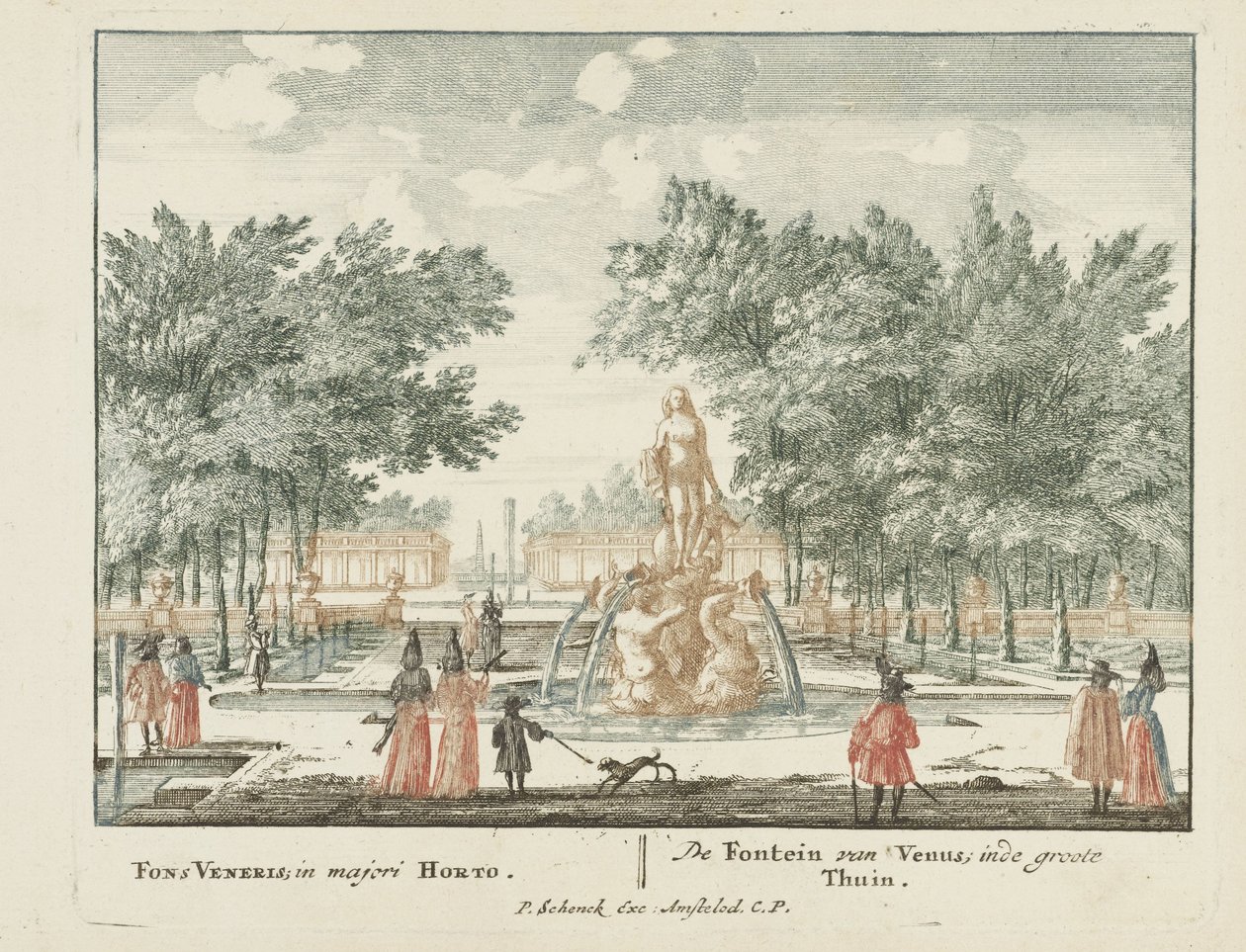 A Vénusz-kút a Het Loo palota nagy kertjében Olvassa el a Gesichte van het Famous Loot, mint a többi királyi házat (sorozat címe) Admirandorum quadruplex spectaculum (sorozat címe) alkotó: Jan van Call (I)
