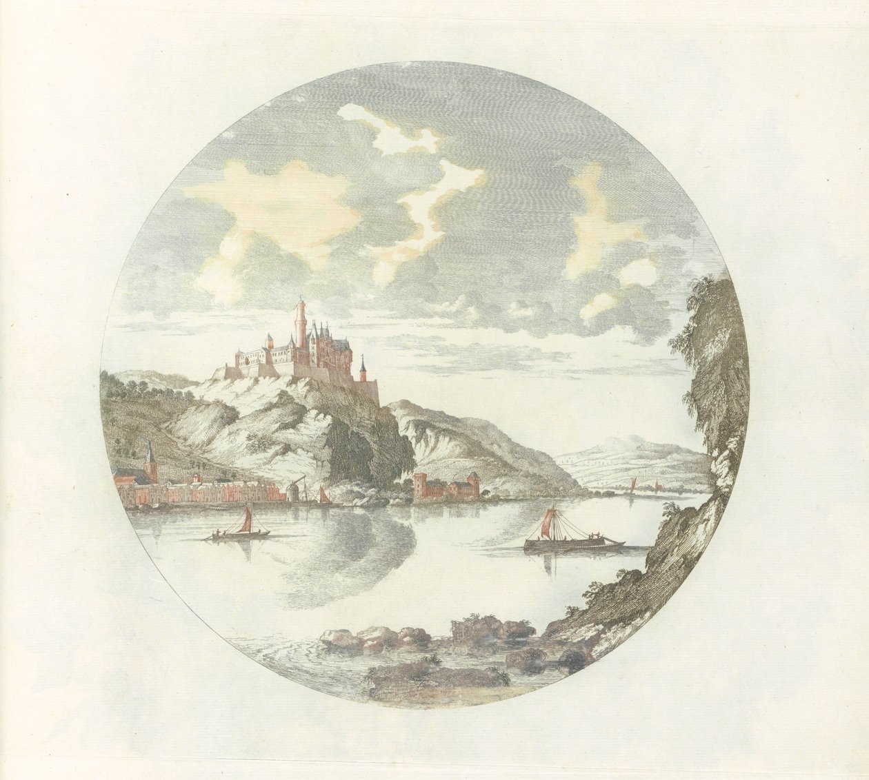 Kilátás a Rheinfels-kastélyra a Rajnán alkotó: Jan van Call (I)