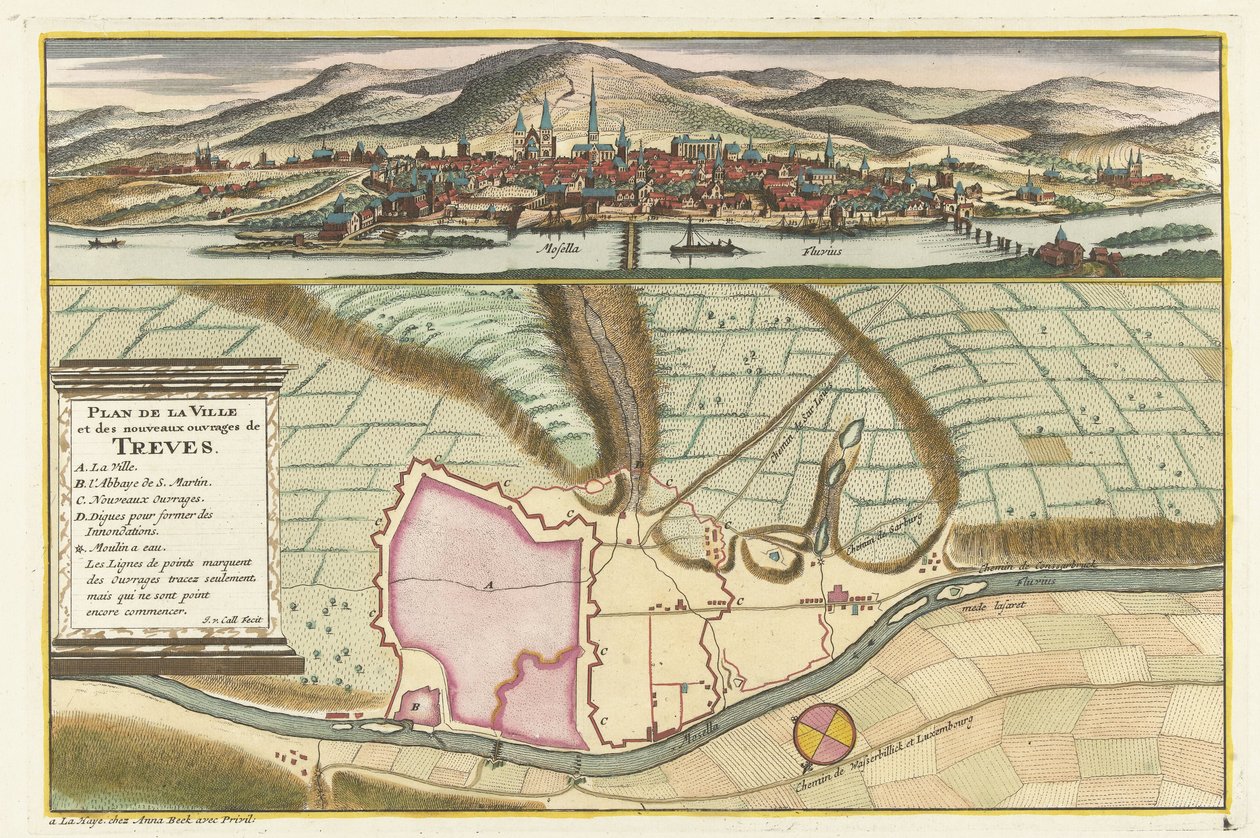Trier térképe, 1704 Plan de la Ville et: Chateau: de Traarbach (cím a tárgyon) alkotó: Jan van Call (II)