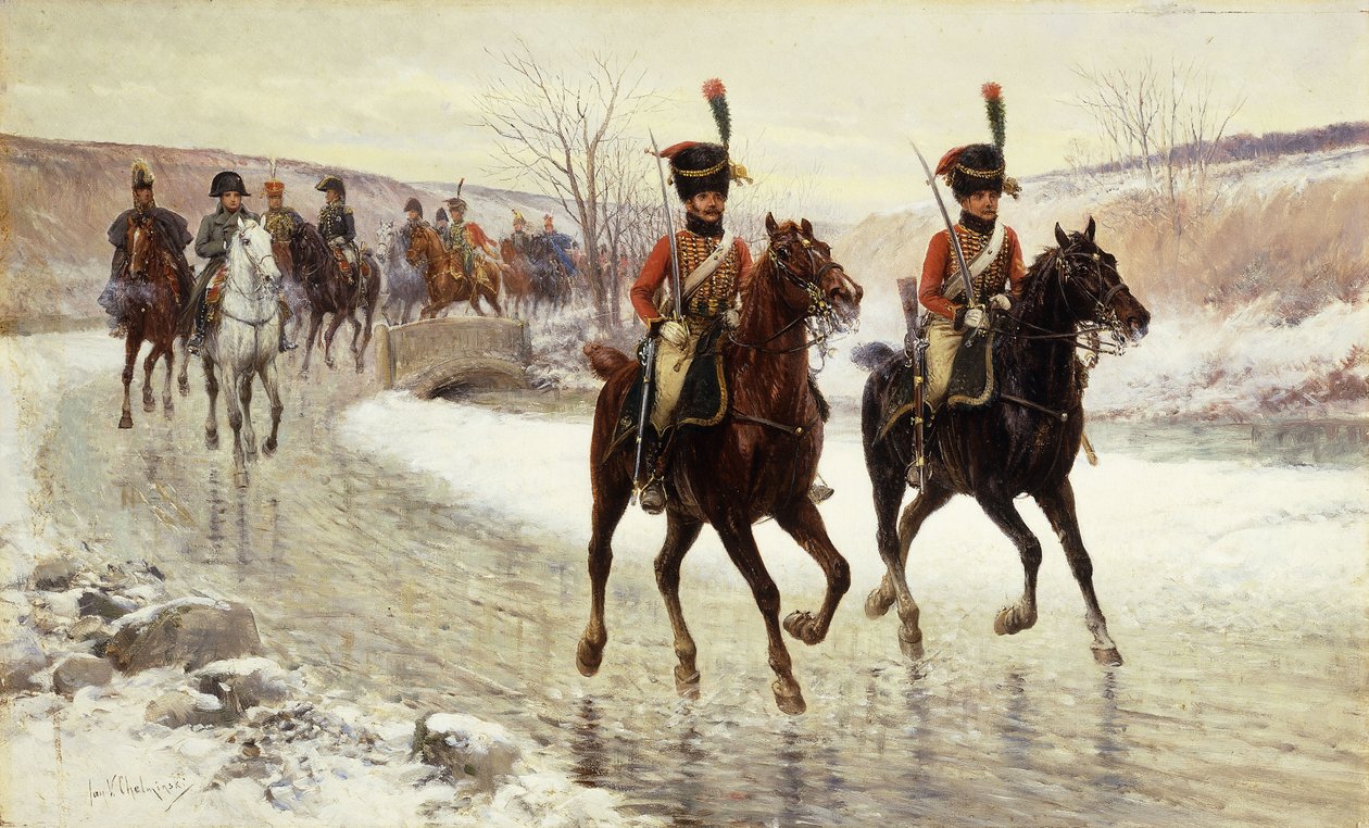 Napóleon és kísérője, alkotó: Jan van Chelminski
