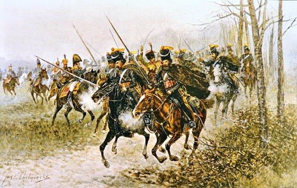Napóleont és botját meglepték a kozákok (akvarell papíron) alkotó: Jan van Chelminski