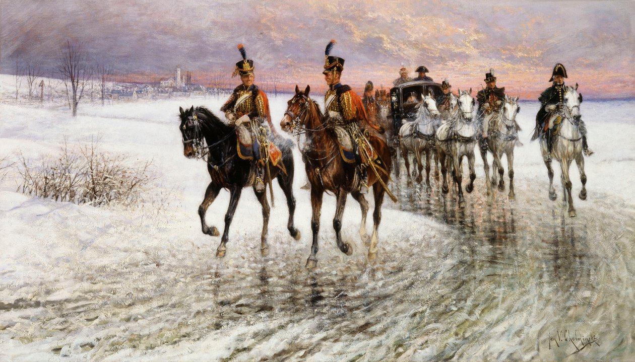 Napóleon visszavonul Moszkvából, alkotó: Jan van Chelminski