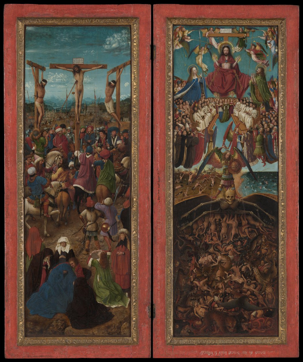 A keresztre feszítés, Az utolsó ítélet, kb. 1440-41. alkotó: Jan van Eyck