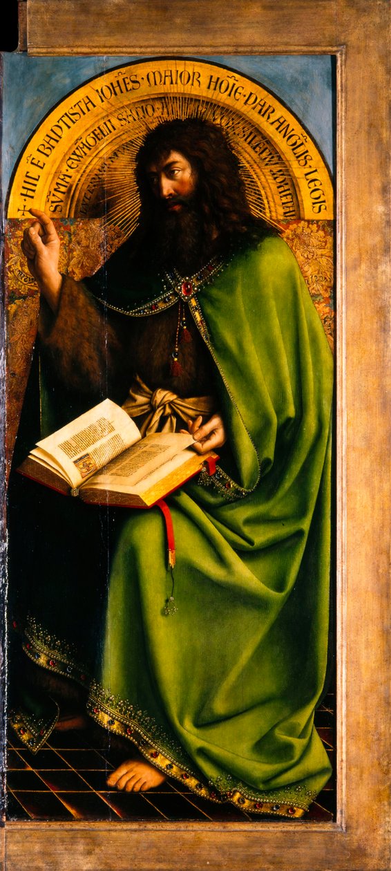 A genti oltárkép. A misztikus bárány imádása: Keresztelő János, 1432. alkotó: Jan van Eyck
