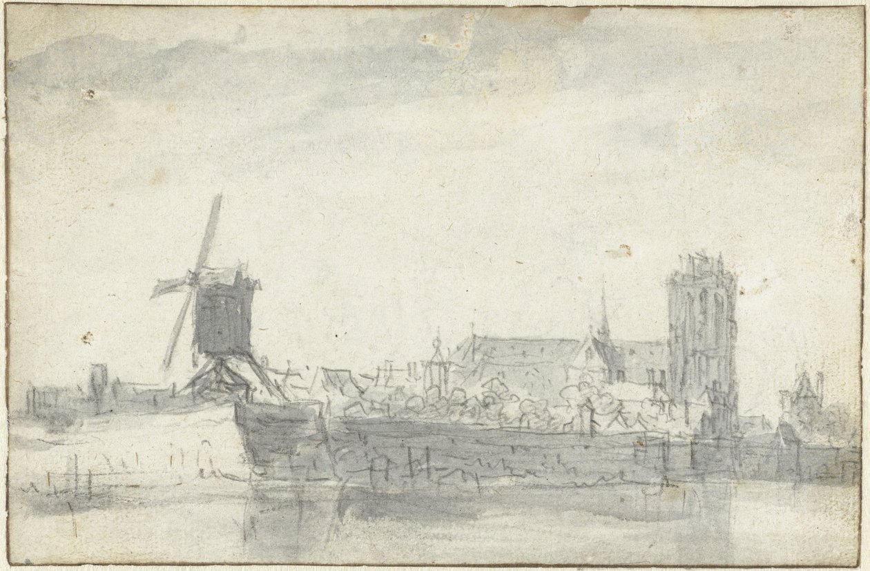 Kilátás Dordrechtre a vízről alkotó: Jan van Goyen (possibly)
