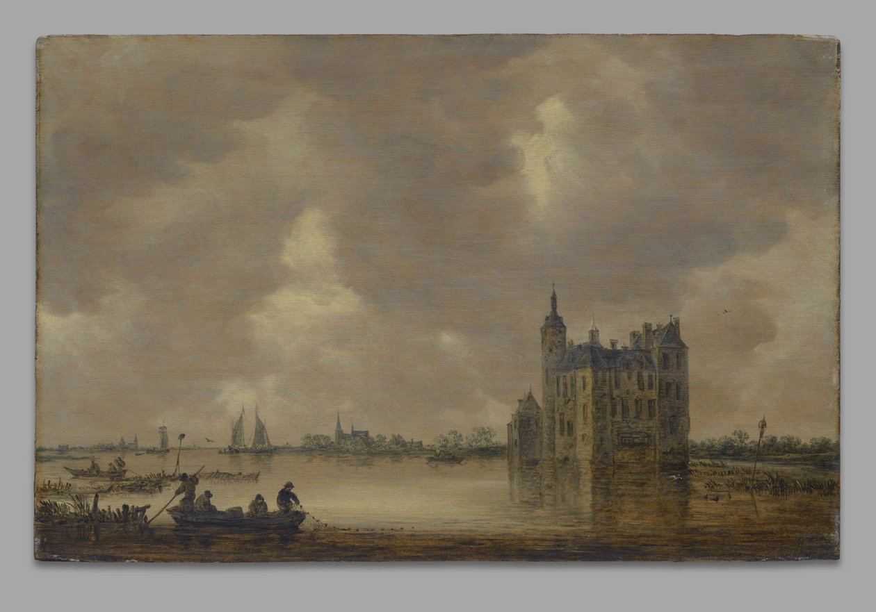 Egy kastély a folyó partján alkotó: Jan van Goyen