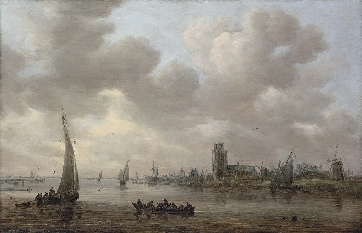 Kilátás a Maasra és a mögötte lévő Dordrechtre alkotó: Jan van Goyen