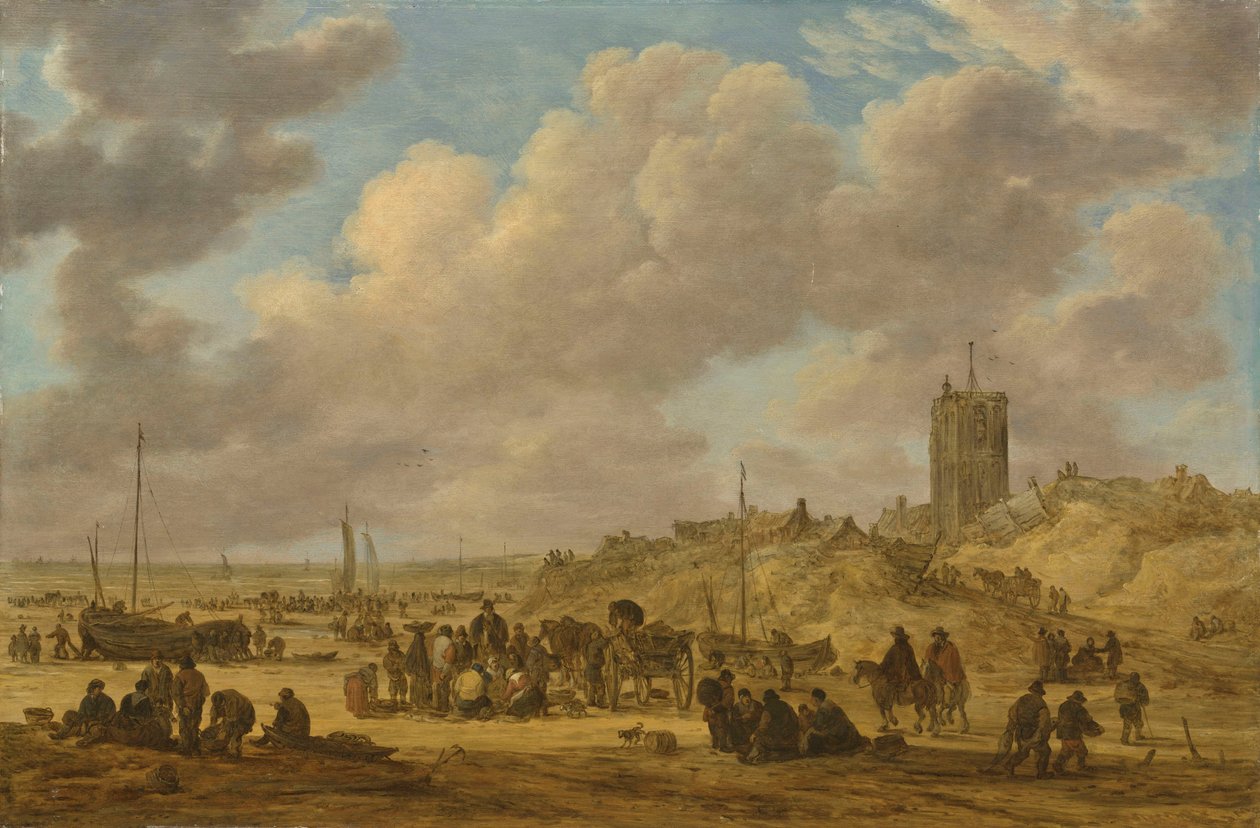 Halárusítás az Egmond melletti strandon alkotó: Jan van Goyen
