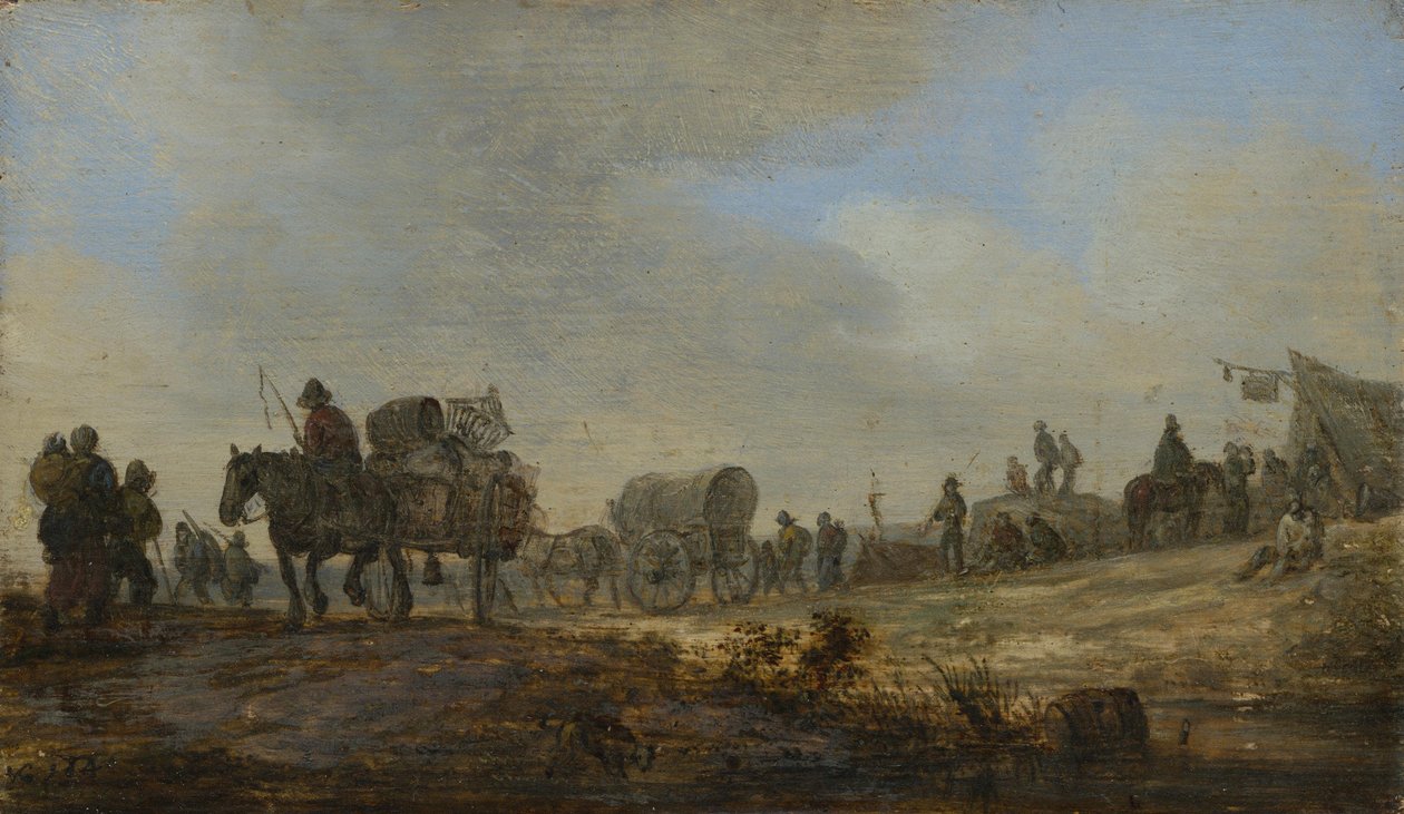 Tájkép paraszti szekérrel alkotó: Jan van Goyen