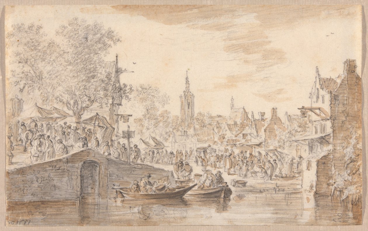 Piac a csatorna közelében alkotó: Jan van Goyen
