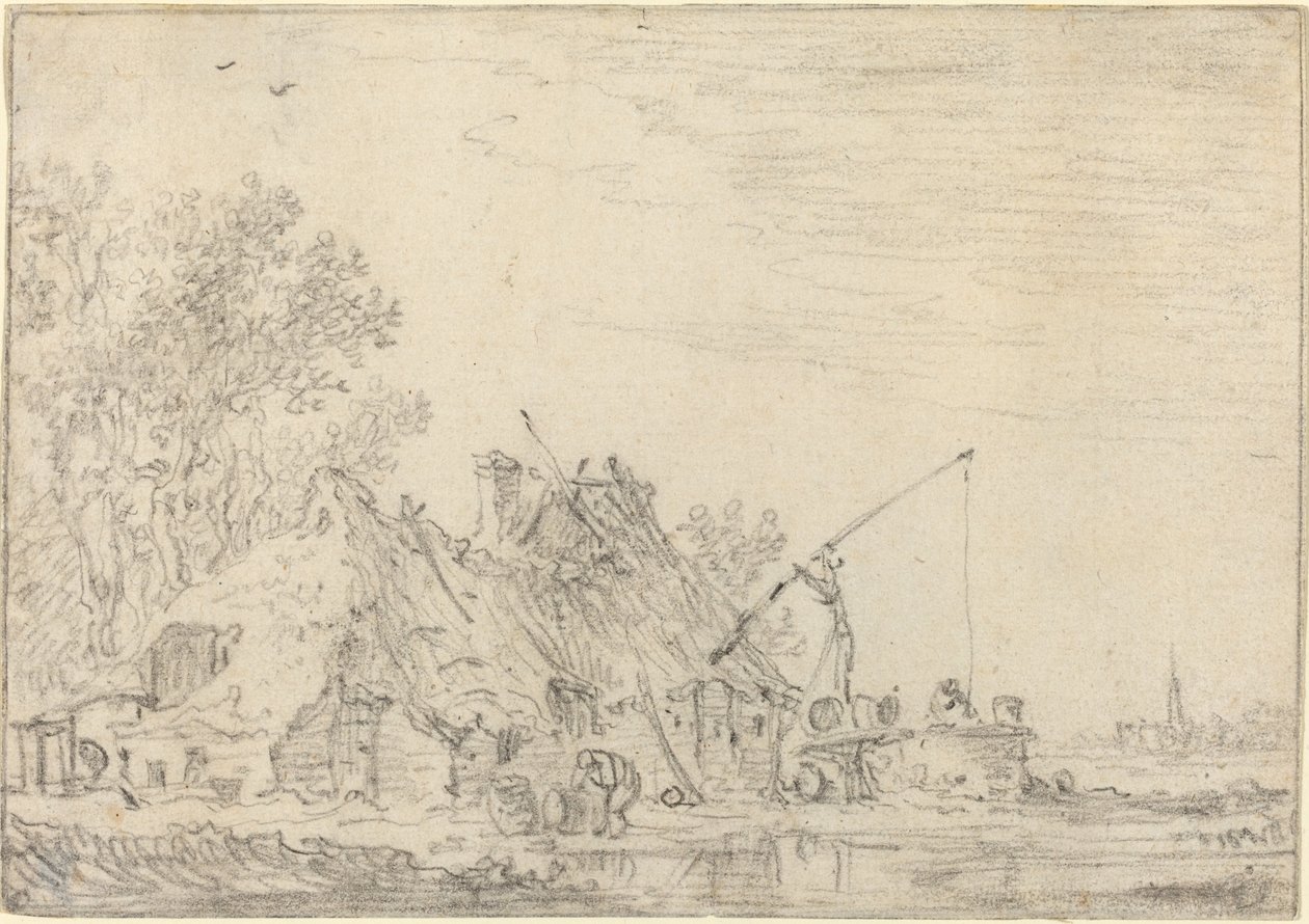 Rusztikus ház kúttal alkotó: Jan van Goyen
