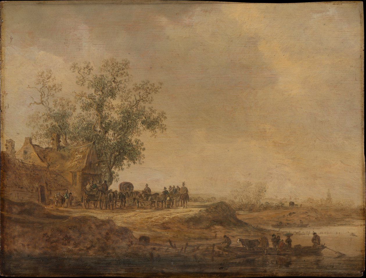 Megálló a fogadó előtt alkotó: Jan van Goyen