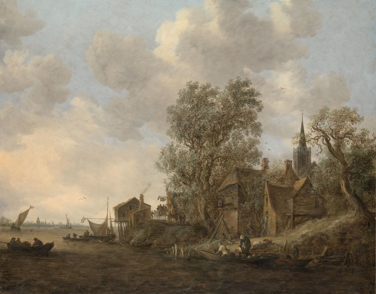Kilátás a városra a folyón alkotó: Jan van Goyen
