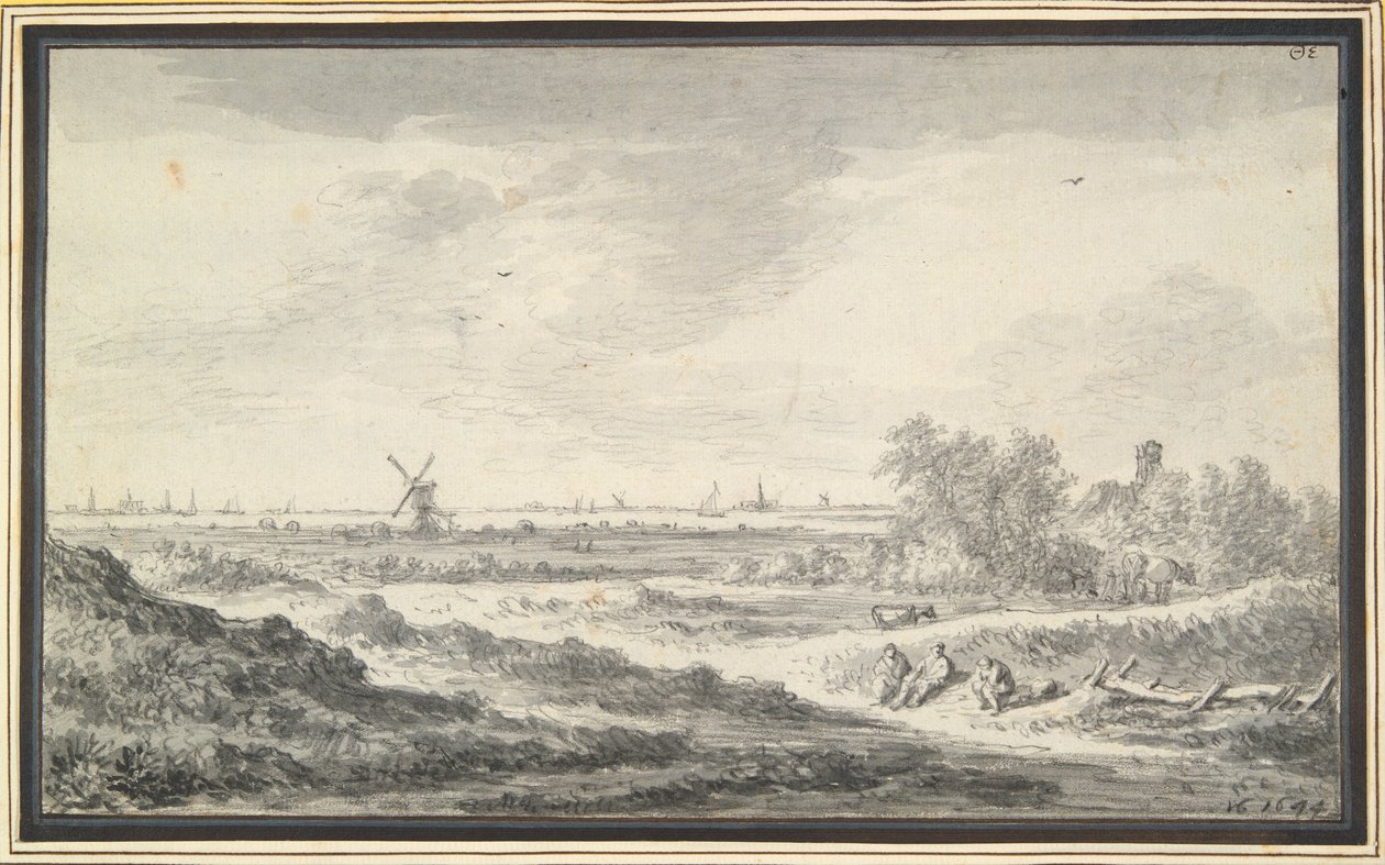 Kilátás a folyóra dűnékkel az előtérben alkotó: Jan van Goyen