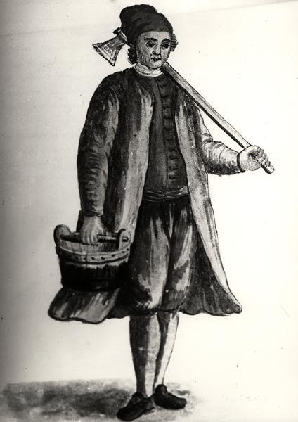 Egy munkás a Velencei Arzenálból (akvarell papíron) (f/w fotó) alkotó: Jan van Grevenbroeck