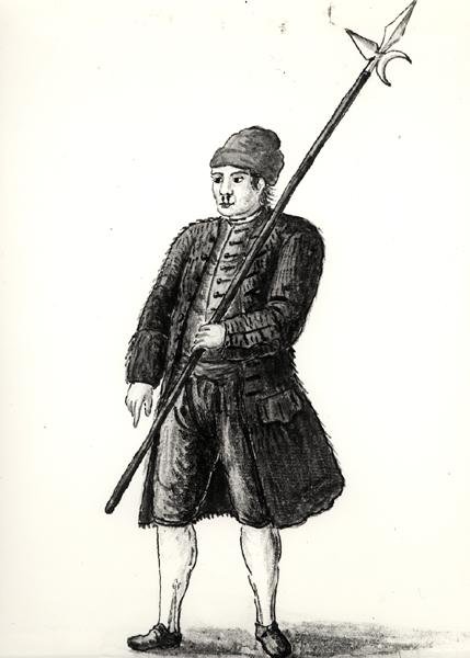 Egy munkás a Velencei Arzenálból (akvarell papíron) (f/w fotó) alkotó: Jan van Grevenbroeck
