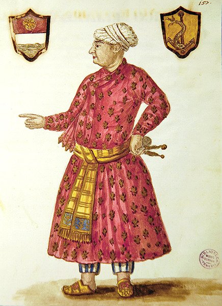 Antonio Manunzio a Mogul régióban (toll, tinta és WC papíron) alkotó: Jan van Grevenbroeck