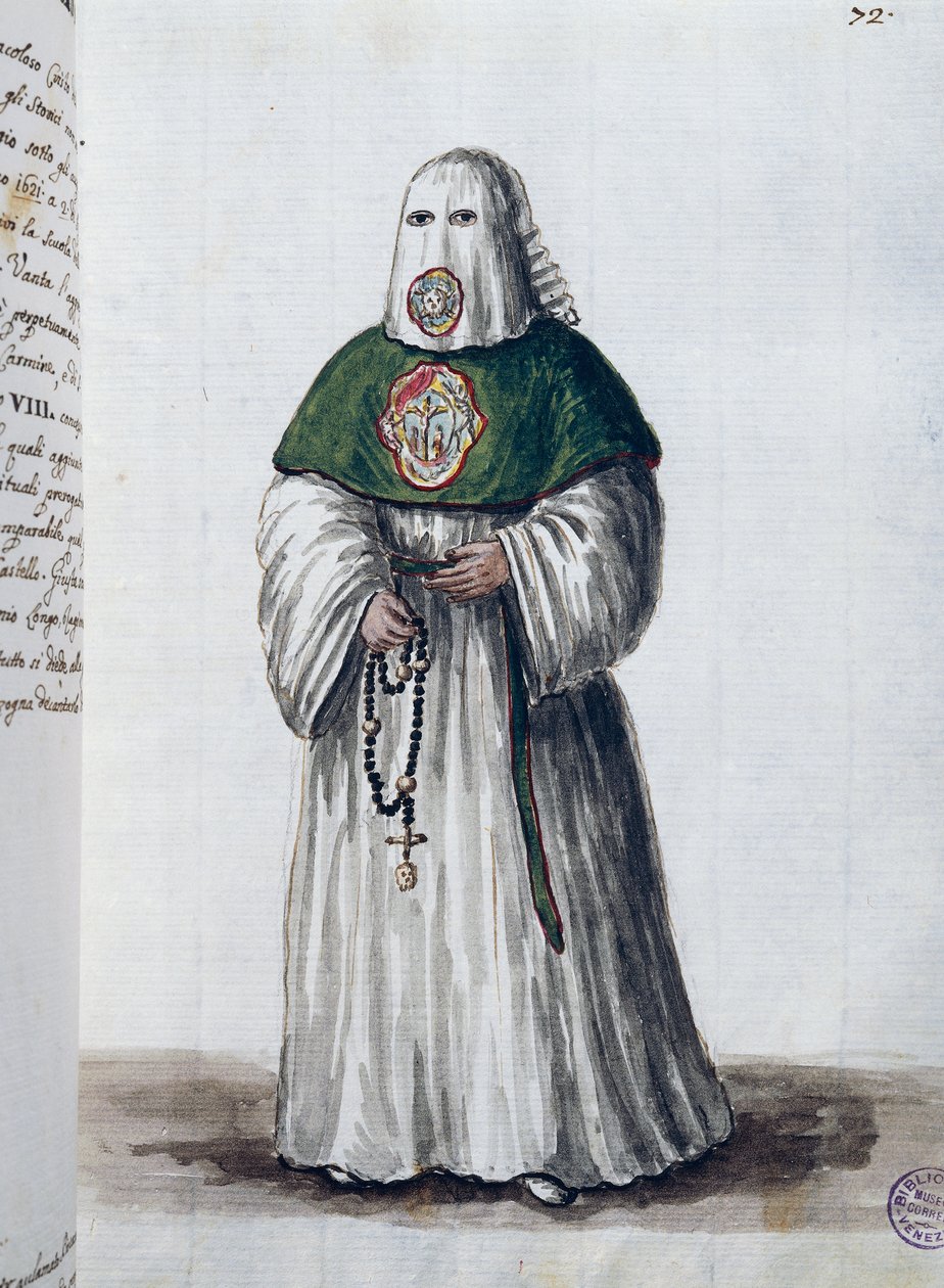 Krisztus választójogi konfraternitása, amelyet a velencei San Giovanni in Oleo templomban alapítottak, egyesülve a római San Rocco Konfraternitással 1621-ben, II. f 72. kötet, Giovanni di Grevembroch vagy Grevenbroch (1731-1807) alkotó: Jan van Grevenbroeck