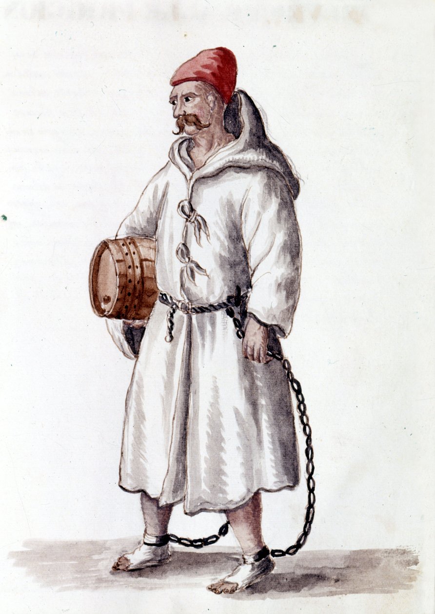 Galerian kábel. 17 - 18. század. Akvarell rajz és tus Jan van Grevenbroek (vagy Giovanni Grevenbroich (Grevenbroich) (1731-1807) „A velencei szokások” című kéziratából alkotó: Jan van Grevenbroeck